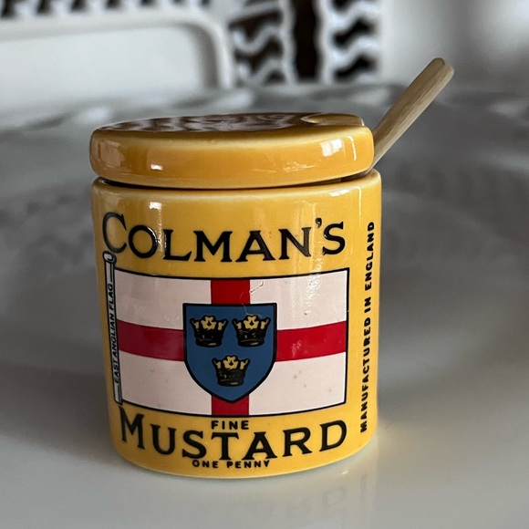 Coleman Other - Vintage Ceramic Colman's Mustard Penny Pot with Mustard Spoon